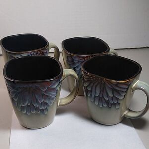 Pier1 Imports Stoneware Floral Mugs Cottagecore Countrycore kitsch